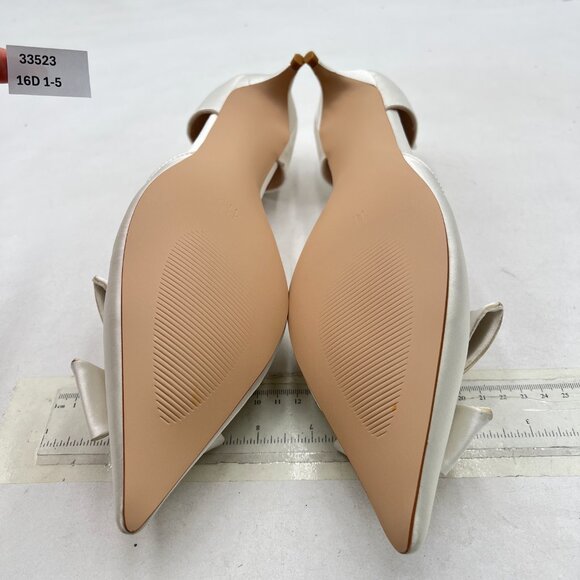 XYD Ivory D'Orsay Kitten Heel Bridal Bowknot Pumps Elegant Pointed Toe Shoes - Picture 7 of 8